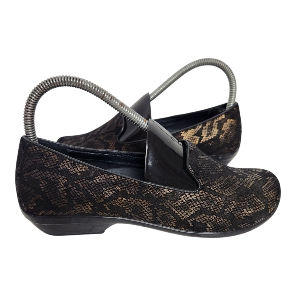 Dansko Olivia Loafers Women 36 US 6 Bronze Snake Leather Slip On Comfort Shoes